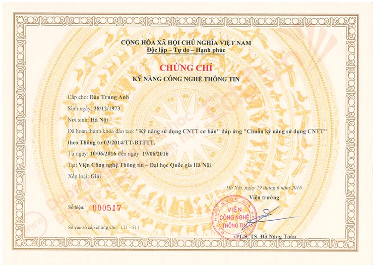 chung chi tin hoc theo thong tu 03