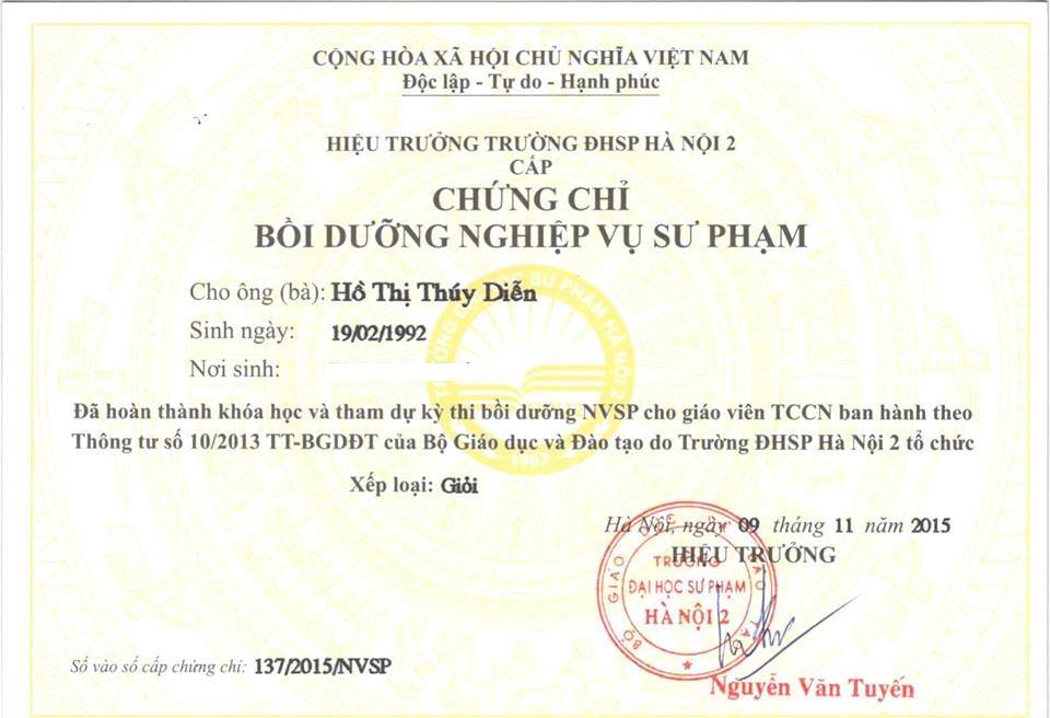 Chứng chỉ NGHIỆP VỤ SƯ PHẠM để đi dạy tiếng anh tiểu học